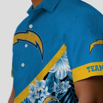 Custom Los Angeles Chargers Blue Hawaiian Shirt, Floral Chevron NFL Shirt for Fans