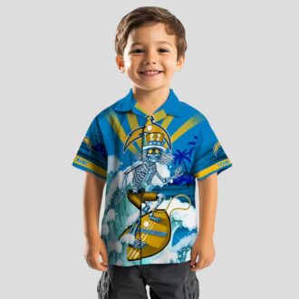 Custom Los Angeles Chargers Hawaiian Shirt, Surfing Skeleton Design for NFL Fans