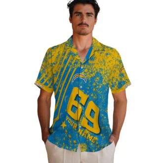 Custom Los Angeles Chargers NFL Hawaiian Shirt, Blue Star Stripes Beach Shirt