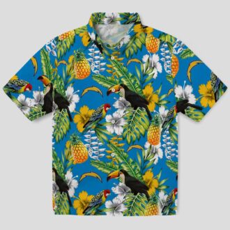 Custom Los Angeles Chargers Tropical Hawaiian Shirt, Blue Green Toucan Design