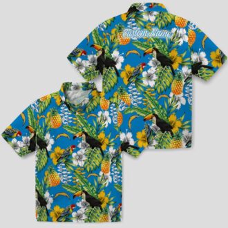 Custom Los Angeles Chargers Tropical Hawaiian Shirt, Blue Green Toucan Design