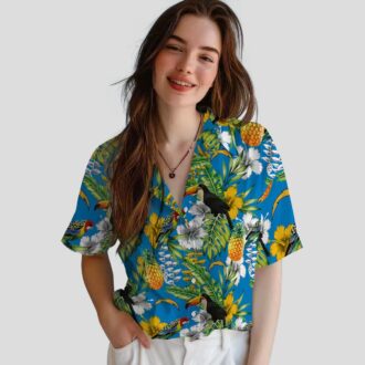 Custom Los Angeles Chargers Tropical Hawaiian Shirt, Blue Green Toucan Design