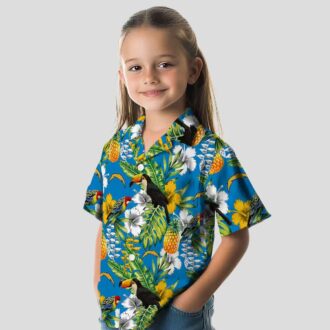 Custom Los Angeles Chargers Tropical Hawaiian Shirt, Blue Green Toucan Design