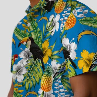 Custom Los Angeles Chargers Tropical Hawaiian Shirt, Blue Green Toucan Design
