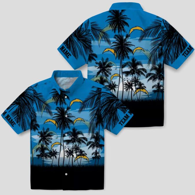 Custom NFL Los Angeles Chargers Hawaiian Shirt, Sunset Blue Black Design