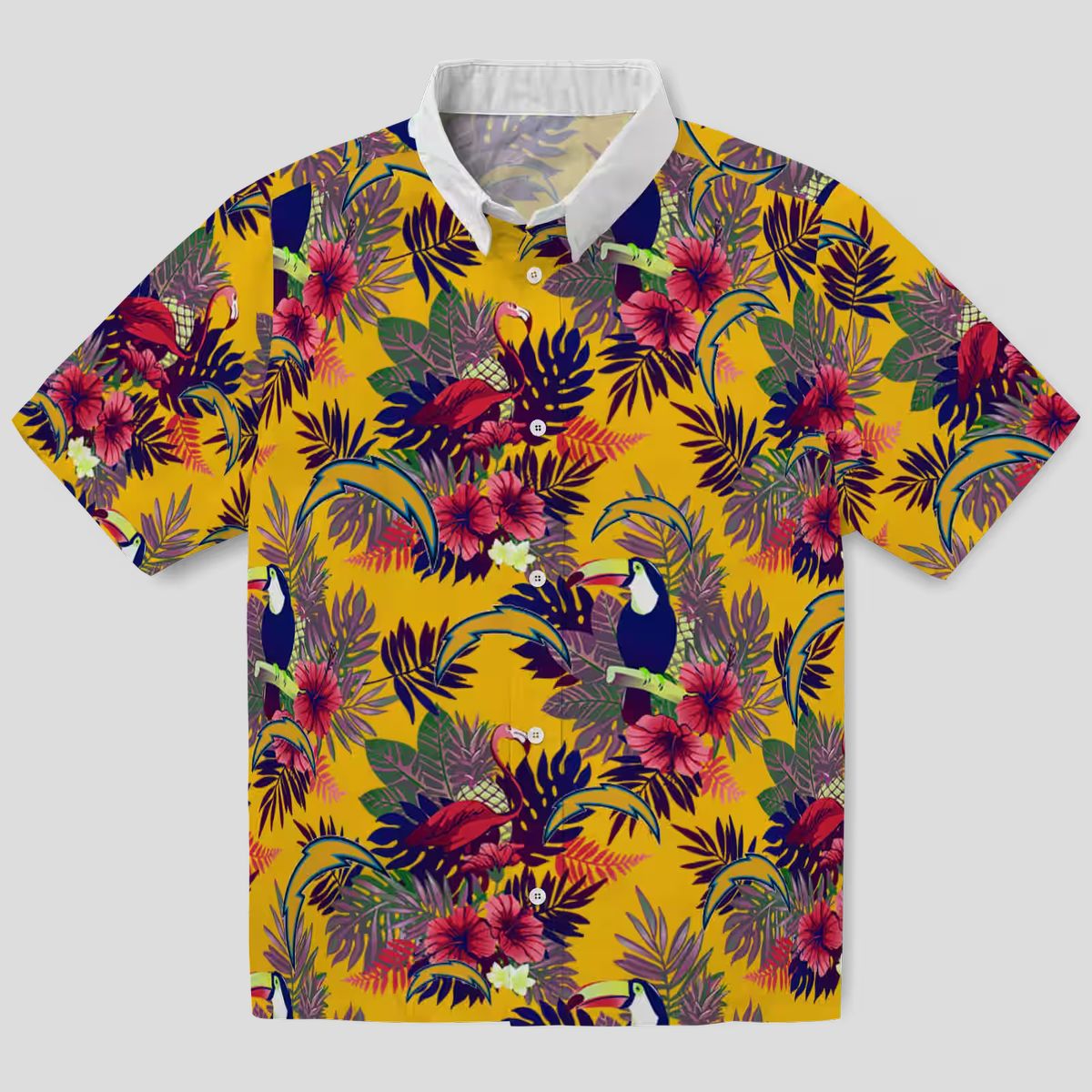 Los Angeles Chargers Aloha Hawaiian Shirt, Blue Red Toucan Floral Design for NFL Fans