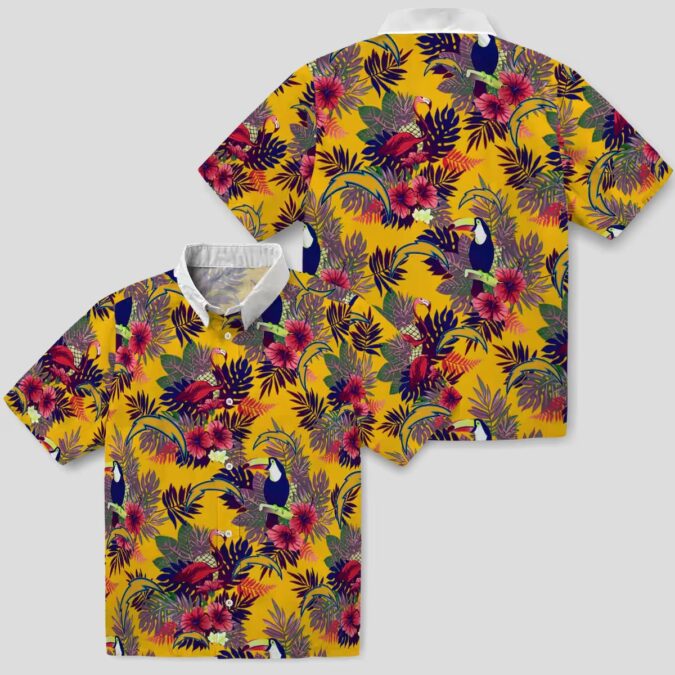 Los Angeles Chargers Aloha Hawaiian Shirt, Blue Red Toucan Floral Design for NFL Fans