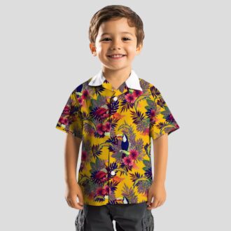 Los Angeles Chargers Aloha Hawaiian Shirt, Blue Red Toucan Floral Design for NFL Fans