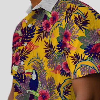 Los Angeles Chargers Aloha Hawaiian Shirt, Blue Red Toucan Floral Design for NFL Fans