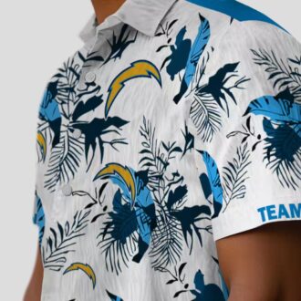 Los Angeles Chargers Aloha Shirt, Custom Blue White Botanical Hawaiian Button Up