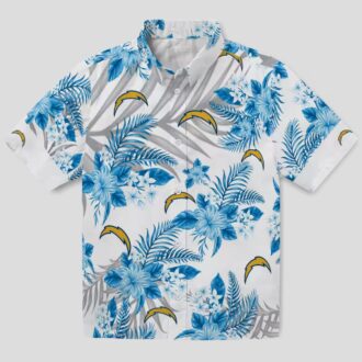 Los Angeles Chargers Beach Hawaiian Shirt, Hibiscus Palm Leaves Design for NFL Fans