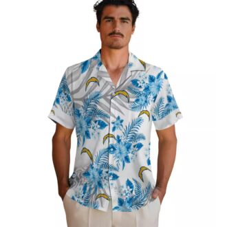 Los Angeles Chargers Beach Hawaiian Shirt, Hibiscus Palm Leaves Design for NFL Fans