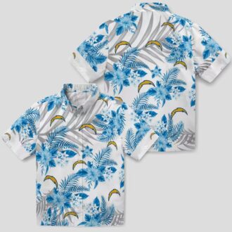 Los Angeles Chargers Beach Hawaiian Shirt, Hibiscus Palm Leaves Design for NFL Fans