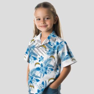 Los Angeles Chargers Beach Hawaiian Shirt, Hibiscus Palm Leaves Design for NFL Fans