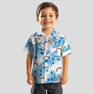 Los Angeles Chargers Beach Hawaiian Shirt, Hibiscus Palm Leaves Design for NFL Fans
