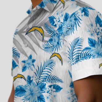 Los Angeles Chargers Beach Hawaiian Shirt, Hibiscus Palm Leaves Design for NFL Fans