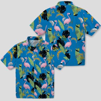 Los Angeles Chargers Beach Shirt, Blue Green Flamingo Hawaiian Shirt for Summer