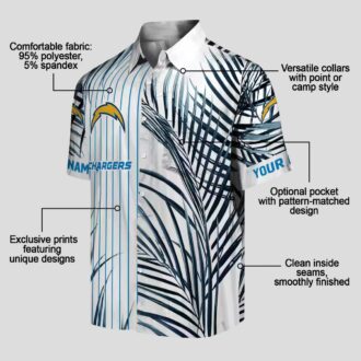 Los Angeles Chargers Hawaiian Shirt - Blue, Black & White Palm Stripes Design
