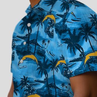 Los Angeles Chargers Hawaiian Shirt, Blue Coastal Palms Aloha Design for Beach Lovers