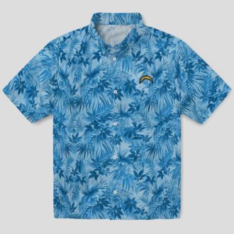 Los Angeles Chargers Leafy Blue Hawaiian Shirt, Tropical NFL Aloha Shirt for Men