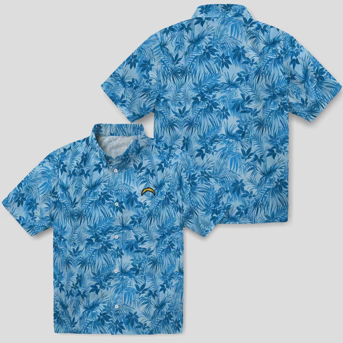 Los Angeles Chargers Leafy Blue Hawaiian Shirt, Tropical NFL Aloha Shirt for Men