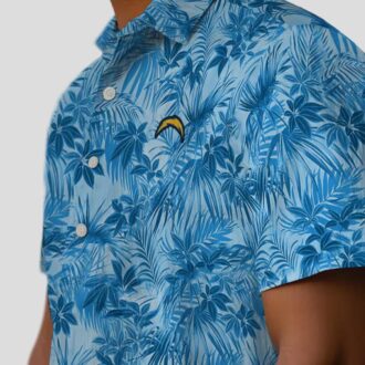 Los Angeles Chargers Leafy Blue Hawaiian Shirt, Tropical NFL Aloha Shirt for Men