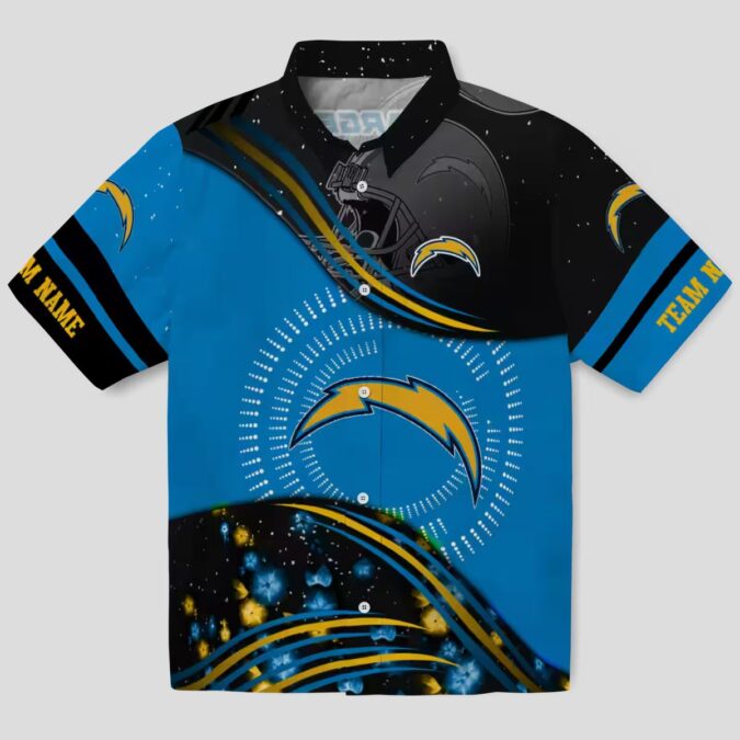 Los Angeles Chargers NFL Football Hawaiian Shirt, Blue Black Wave Design for Fans