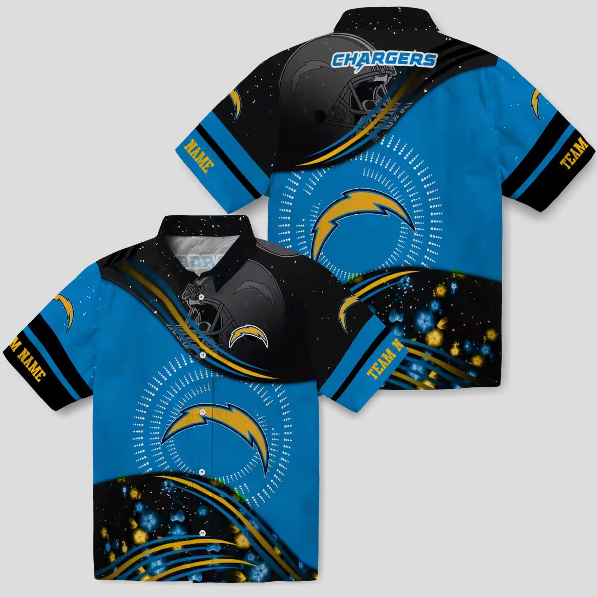 Los Angeles Chargers NFL Football Hawaiian Shirt, Blue Black Wave Design for Fans