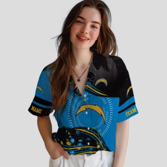 Los Angeles Chargers NFL Football Hawaiian Shirt, Blue Black Wave Design for Fans
