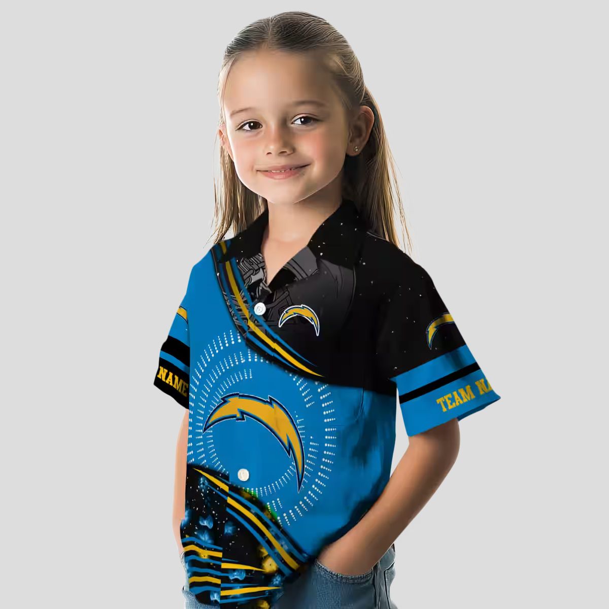 Los Angeles Chargers NFL Football Hawaiian Shirt, Blue Black Wave Design for Fans