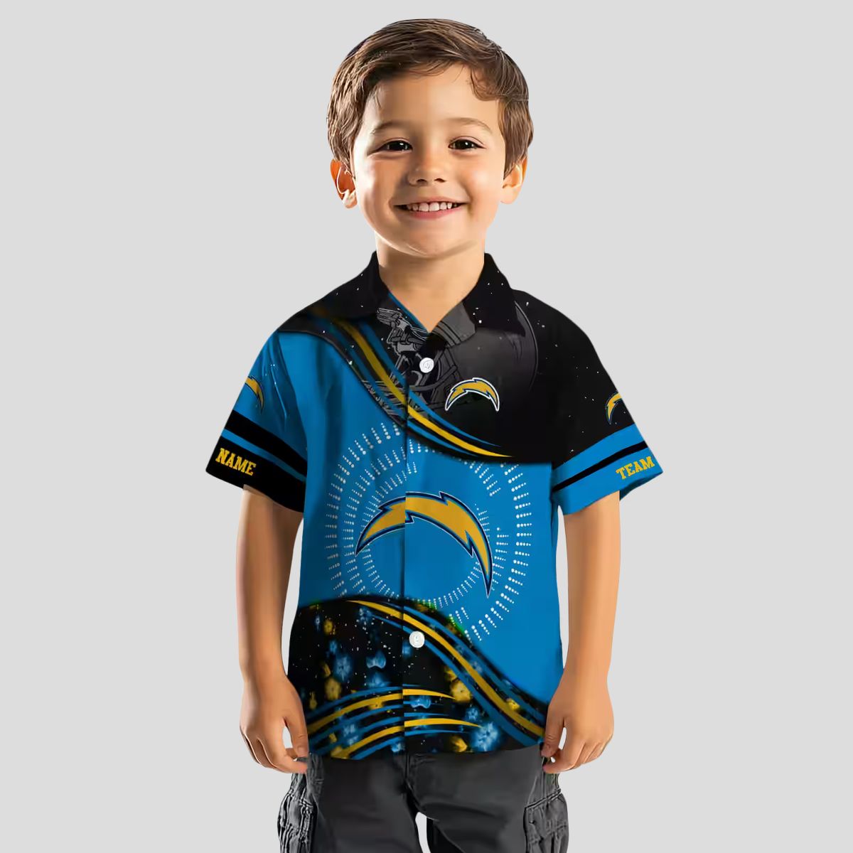 Los Angeles Chargers NFL Football Hawaiian Shirt, Blue Black Wave Design for Fans