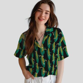 Los Angeles Chargers NFL Tropical Hawaiian Shirt, Black Green Design with Corn Motifs