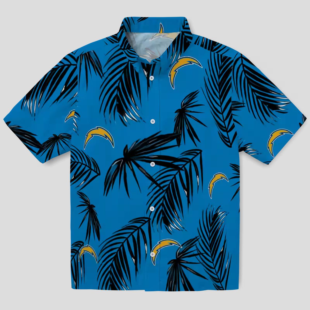 Los Angeles Chargers Palm Leaf Hawaiian Shirt, Blue Aloha Tropical Design for NFL Fans