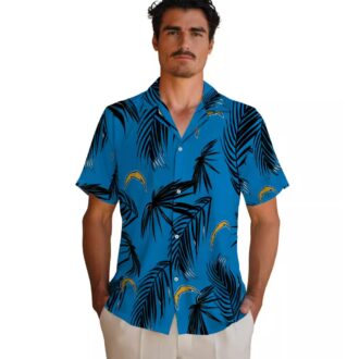 Los Angeles Chargers Palm Leaf Hawaiian Shirt, Blue Aloha Tropical Design for NFL Fans
