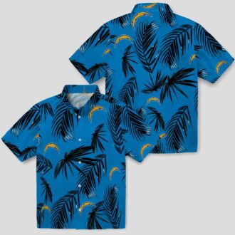 Los Angeles Chargers Palm Leaf Hawaiian Shirt, Blue Aloha Tropical Design for NFL Fans