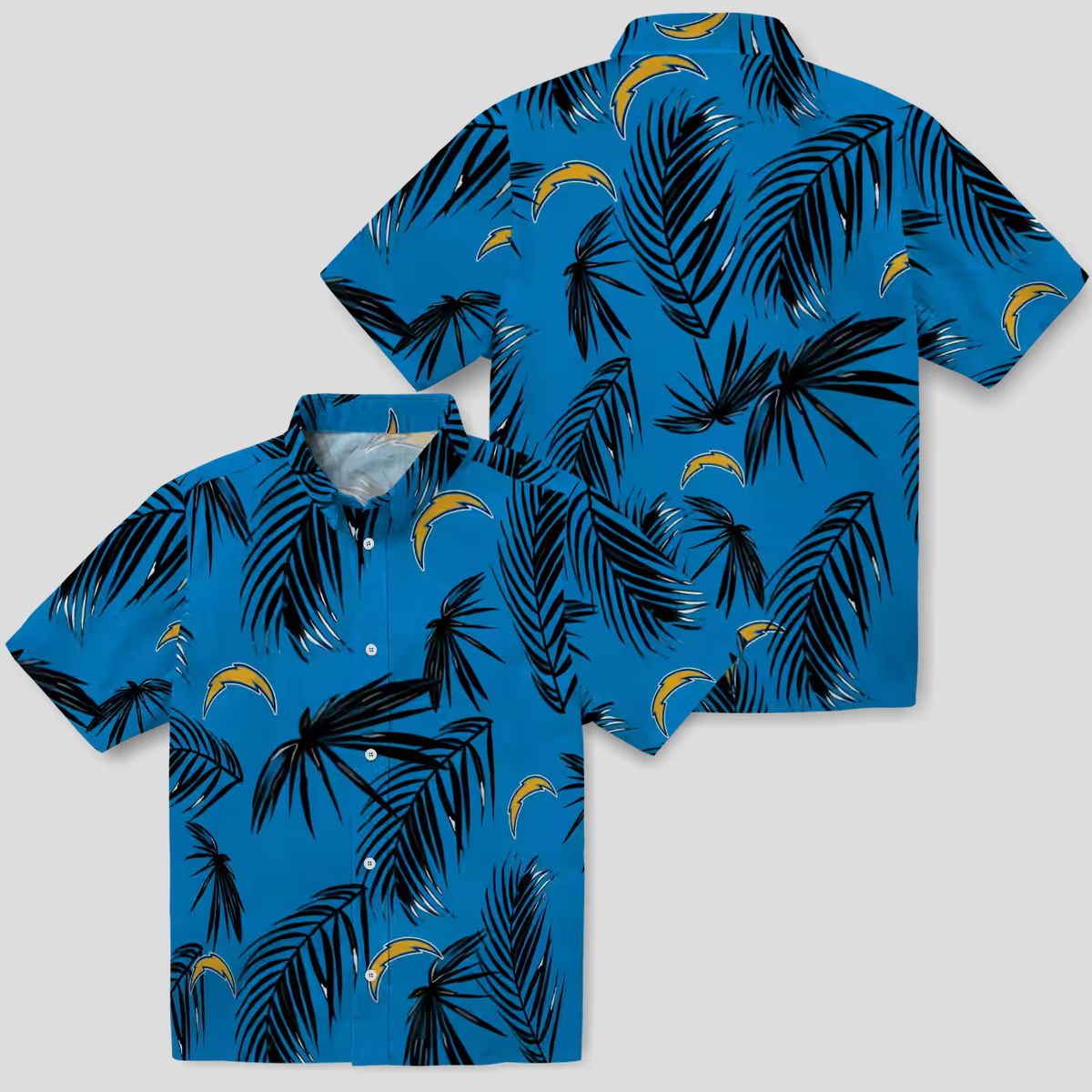 Los Angeles Chargers Palm Leaf Hawaiian Shirt, Blue Aloha Tropical Design for NFL Fans