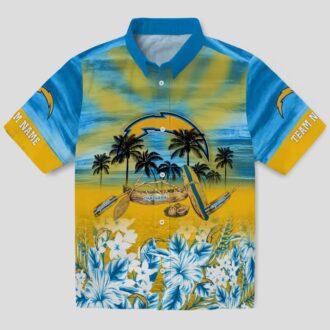 Los Angeles Chargers Personalized Tropical Canoe Hawaiian Shirt, Blue Aloha Shirt