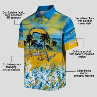 Los Angeles Chargers Personalized Tropical Canoe Hawaiian Shirt, Blue Aloha Shirt