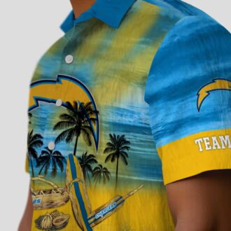 Los Angeles Chargers Personalized Tropical Canoe Hawaiian Shirt, Blue Aloha Shirt