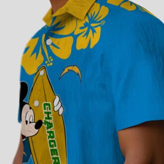 Los Angeles Chargers Surfing Mickey Shirt, Blue Hawaiian Aloha Style for NFL Fans