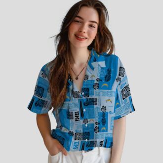 Los Angeles Chargers Tribal Symbols Blue Hawaiian Shirt, Perfect for NFL Fans