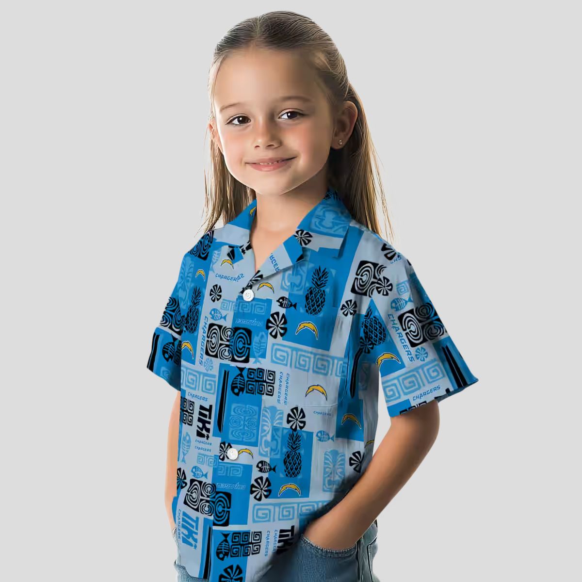 Los Angeles Chargers Tribal Symbols Blue Hawaiian Shirt, Perfect for NFL Fans