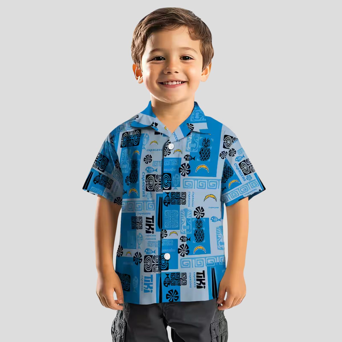 Los Angeles Chargers Tribal Symbols Blue Hawaiian Shirt, Perfect for NFL Fans