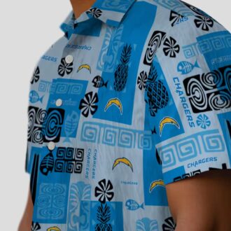 Los Angeles Chargers Tribal Symbols Blue Hawaiian Shirt, Perfect for NFL Fans