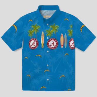 Men’s Los Angeles Chargers Hawaiian Shirt - Palm Print & Surfboard Design