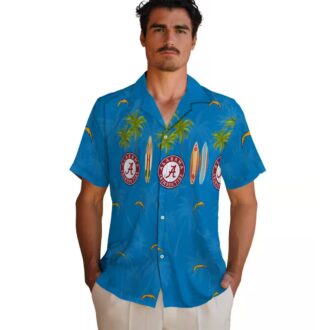 Men’s Los Angeles Chargers Hawaiian Shirt - Palm Print & Surfboard Design