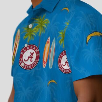 Men’s Los Angeles Chargers Hawaiian Shirt - Palm Print & Surfboard Design