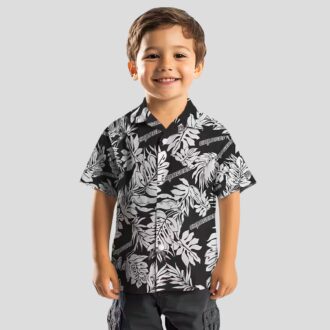 Monstera Leaf Pattern Black Hawaiian Shirt, Los Angeles Chargers NFL Fan Shirt for Summer