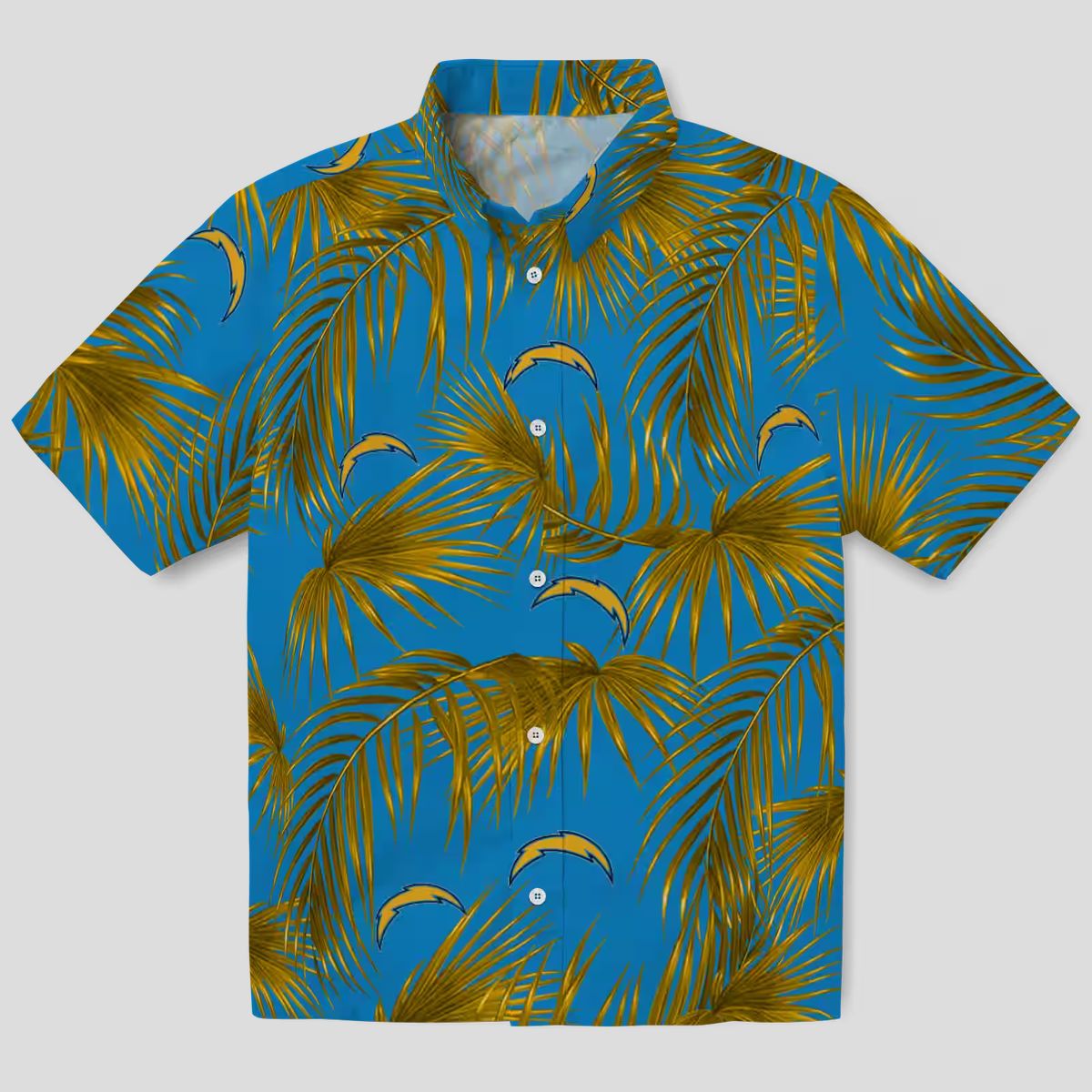 NFL Logo Los Angeles Chargers Tropical Hawaiian Shirt, Blue Leafy Palms Shirt for Summer