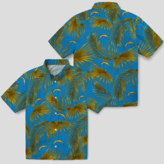 NFL Logo Los Angeles Chargers Tropical Hawaiian Shirt, Blue Leafy Palms Shirt for Summer